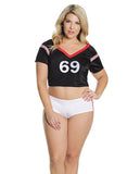 Fashion Football Crop Top & Booty Shorts Black/White (Size Options)