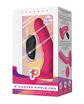 Pegasus 6" Rechargeable Ripple Peg w/Adjustable Harness & Remote - Pink