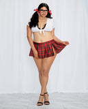 2pce Knit Crop Top & Pleated Mini Skirt Plaid