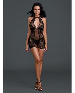 Lace Chemise w/G-String Black O/S