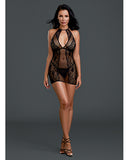 Sheer Lace Chemise w/G-String Black